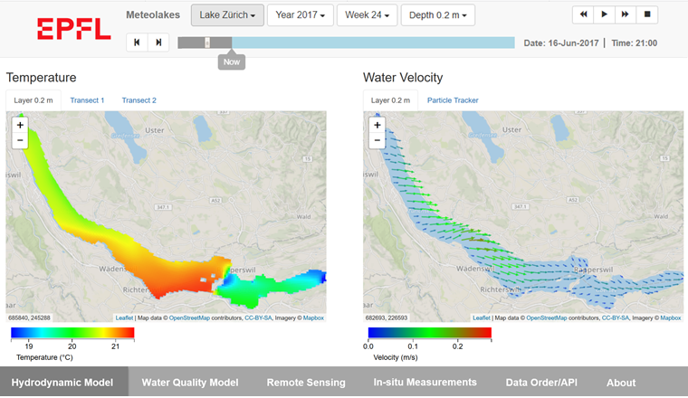 Fig. 4 Interface en ligne telle qu’affichée sur meteolakes.ch