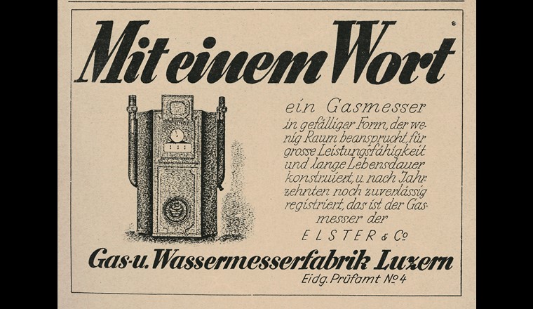 Gasmesser - mit diesem einen Wort fing 1926 die Inserategeschichte des Monats-Bulletins an.