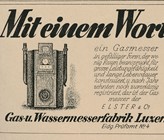 Gasmesser - mit diesem einen Wort fing 1926 die Inserategeschichte des Monats-Bulletins an. Gasmesser - mit diesem einen Wort fing 1926 die Inserategeschichte des Monats-Bulletins an.