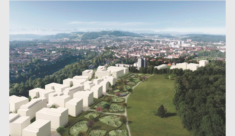 Areal Viererfel/Mittelfeld – ein Leuchtturmprojekt der Stadt Bern. Auf dem 190 000 m3 grossen Stadtquartier soll Wohn- und Lebensraum für rund 3000 Menschen geschaffen werden. Für das künftige 2000-Watt-Areal wird ein Gesamtenergiekonzept erarbeitet, das eine nachhaltige und ökologische Energieversorgung gewährleistet. (Quelle: Stadt Bern)
