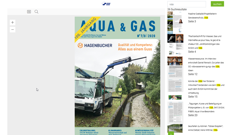 Screenshot 2: Funzione di ricerca in testo completo in una determinata edizione ePaper.