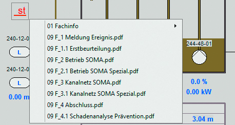 Das Handbuch «step by STEP» ist ein nützliches Hilfsmittel für Mitarbeitende und Betreiber einer ARA, um auf kritische Betriebszustände und Notfallsituationen vorbereitet zu sein. Im Bild: STEP-Icon in einem Prozessbild und direkter Zugriff auf die Einsatzdokumente. (© ARA Neugut; Chestonag Automation AG)