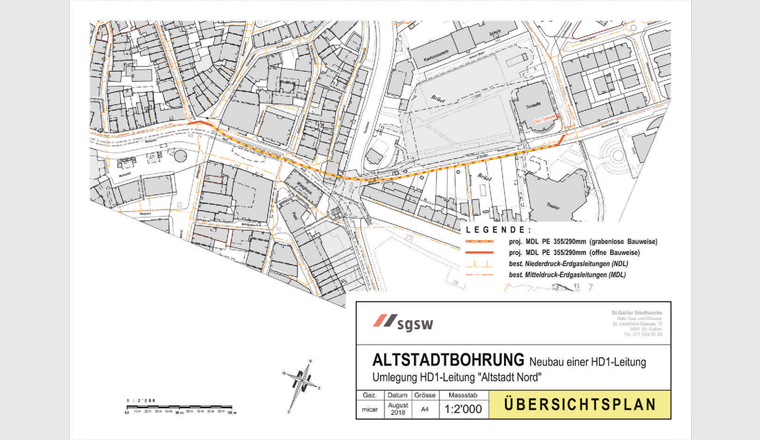 Situationsplan Altstadtbohrung 350 m.