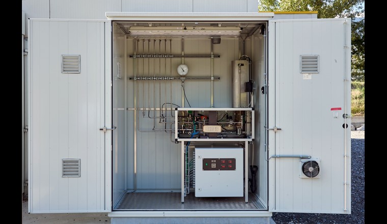Fig. 1 Le réacteur de méthanation installé au sein du poste de détente et de comptage (PDC) de Sion.