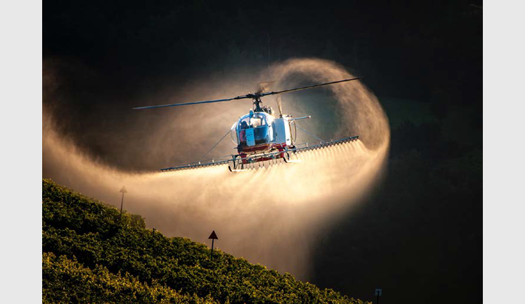 Die Anwendung von Pestiziden – hier in einem Weinberg bei Sion – hat auch 2020 im Parlament grosse Diskussionen ausgelöst. (© R. Chapuis)