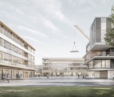 Die neuen Fassaden am zentralen Campusplatz – links das neue Labor-, hinten das Multifunktions-Gebäude - spiegeln die Dynamik des bestehenden NEST-Gebäudes wider. (Bild: SAM Architekten / Filippo Bolognese Images) Die neuen Fassaden am zentralen Campusplatz – links das neue Labor-, hinten das Multifunktions-Gebäude - spiegeln die Dynamik des bestehenden NEST-Gebäudes wider. (Bild: SAM Architekten / Filippo Bolognese Images)