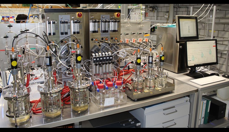 Aperçu du laboratoire de l’Institut de chimie et de biotechnologie de l’Université des sciences appliquées de Zurich à Wädenswil. Wolfgang Merkle y analyse de nouvelles méthodes de méthanisation biologique. Photo: ZHAW