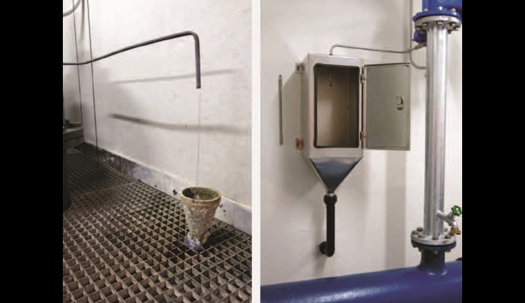 Fig. 12 Brunnenstube vor und nach Instandsetzung: abschliessbares und hygienisch einwandfreies Probenahmeschränkli.