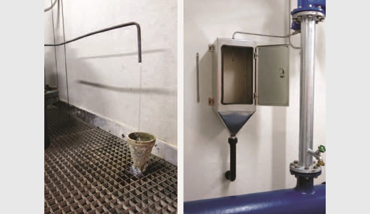 Fig. 12 Brunnenstube vor und nach Instandsetzung: abschliessbares und hygienisch einwandfreies Probenahmeschränkli.