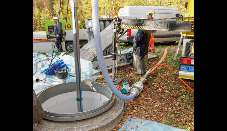 Fig. 18 Baustelleninstallation beim Brunnen B19 für das Hydropulsverfahren.