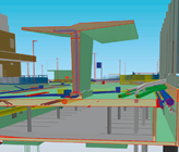 Lorze-Quellwasserversorgungsleitung. Links, gelb: in neuer Garage = Rückbau; rechts, blau: Umlegung an Baugrubensicherung entlang der S-Bahn Lorze-Quellwasserversorgungsleitung. Links, gelb: in neuer Garage = Rückbau; rechts, blau: Umlegung an Baugrubensicherung entlang der S-Bahn