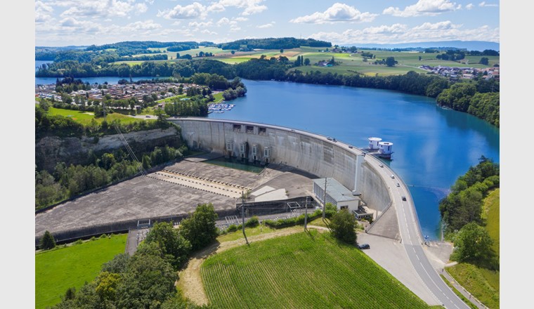 Groupe E und die ENGIE Services AG planen am Staudamm Schiffenen den Bau einer Wasserstoff-Produktionsanlage (© Groupe E)